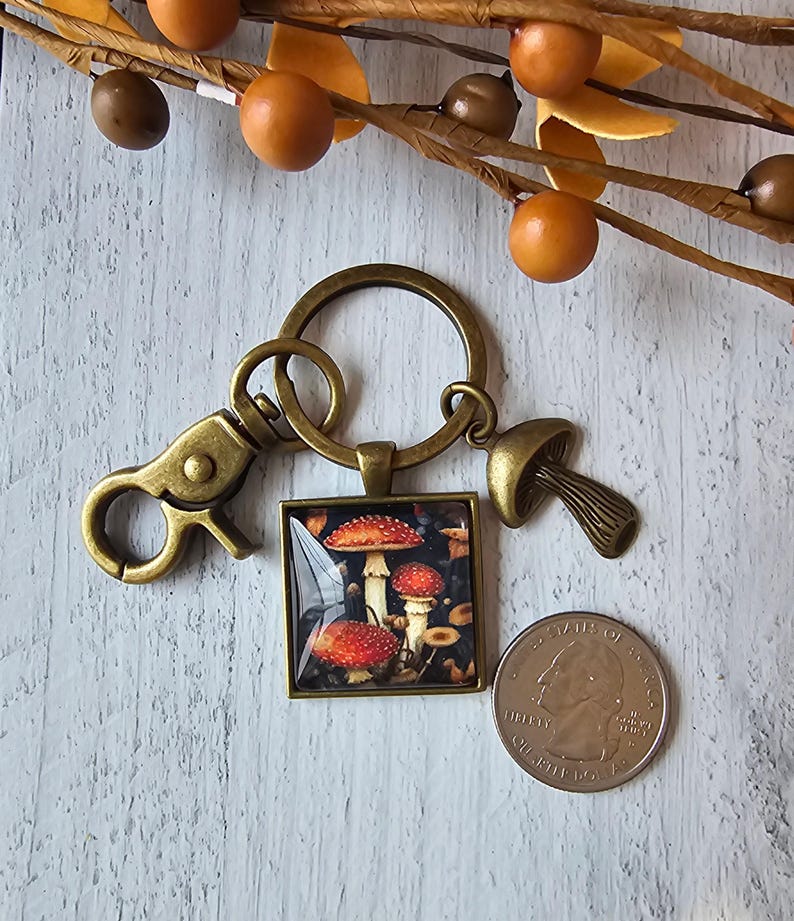 Mushroom Keychain, Nature Keychain, Mycology Keyring image 2