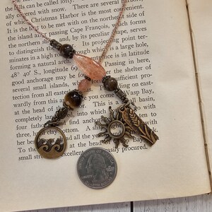 Goddess Circe Themed Beaded Bookmark, Tiger Eye and Sunstone Bookmarker image 3
