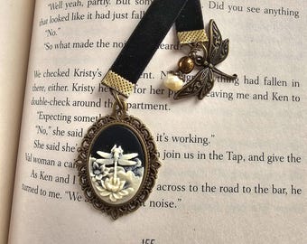 Dragonfly Velvet Ribbon Bookmark, Gift for Reader or Nature Lover