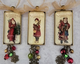 Holiday Ornaments, Vintage Style Santa Ornaments, Father Christmas Decor, Christmas Decorations, Christmas Gifts