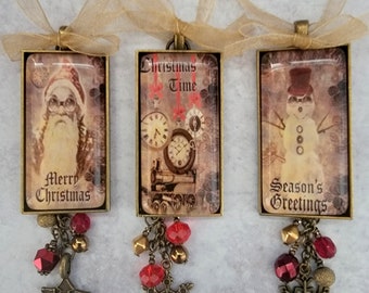 Christmas Ornaments, Steampunk Style Holiday Ornaments, Unique Holiday Decor