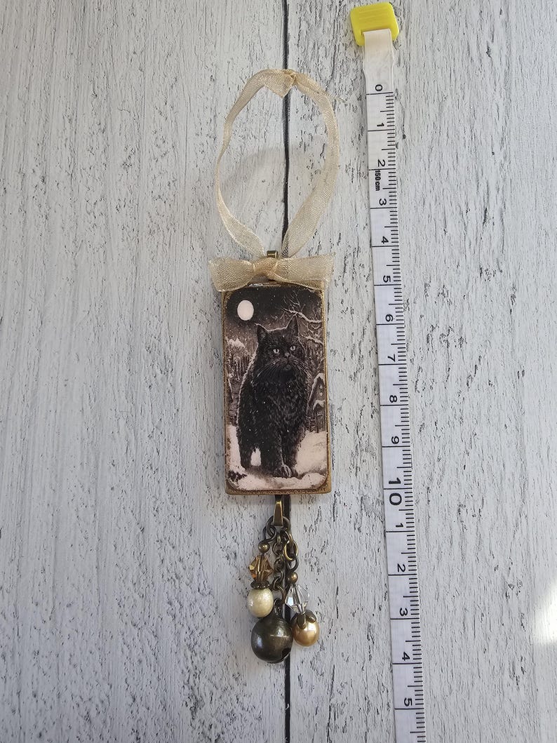 Handmade Whimsical Christmas Ornaments Featuring Yule Cat, Jólakötturinn, and Krampus Cat image 6