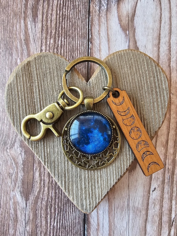 Moon Phase Key Ring, Choose Your Moon Keychain, Unique Lunar Bag Charm, Moon Lover Gift