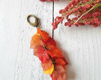 Autumn Leaf Bag Charm, Fall Purse Charm, Autumn Leaves Tassel