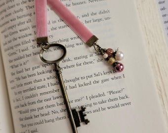 Key and Velvet Ribbon Bookmark, Vintage Style Bookmarker, Mother Gift