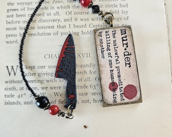 True Crime Bookmark Gift for Book Lovers, Murder Mystery Thriller Reader Gift Please Note Pendant Change