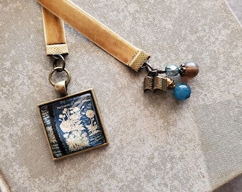Velvet Ribbon Bookmark, Vintage Style Book Charm, Gift for Her, , Teacher Gift,