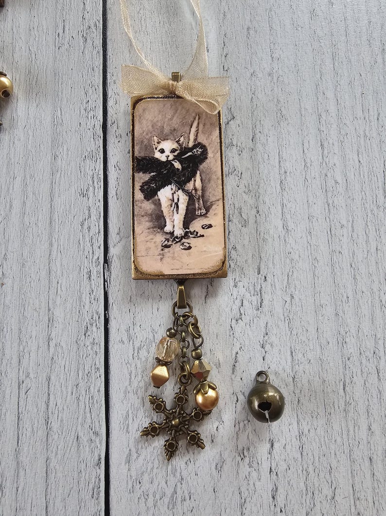 Handmade Whimsical Christmas Ornaments Featuring Yule Cat, Jólakötturinn, and Krampus Cat image 3