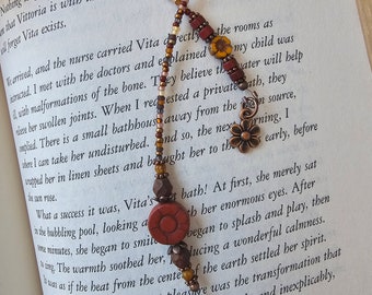 Boho Style Flower Book Thong, Beaded Bookmark That Makes a Lovely Gift for Any Reader