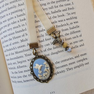 Hummingbird Cameo Bookmark, Vintage Style Velvet Bookmarker, Victorian Style Reader Gift