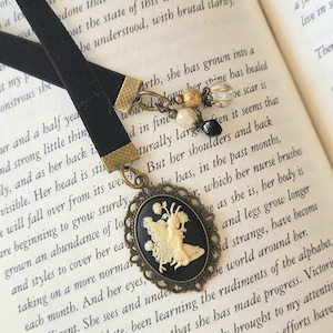 Fairy Cameo Bookmark, Velvet Ribbon Bookmarker, Book Lover Gift