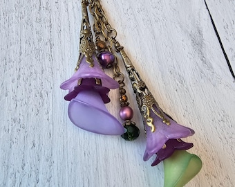 Car Mirror Charm With Vintage Style Flowers and Bead Charms