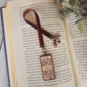 Marcapáginas con cinta de terciopelo de cobre, ideal para ratones de biblioteca, regalo para ella, regalo para maestra, regalo para madre imagen 2