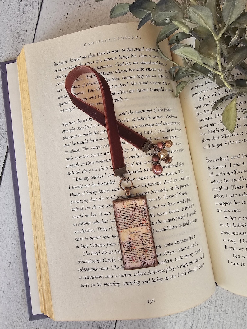 Marcapáginas con cinta de terciopelo de cobre, ideal para ratones de biblioteca, regalo para ella, regalo para maestra, regalo para madre imagen 2