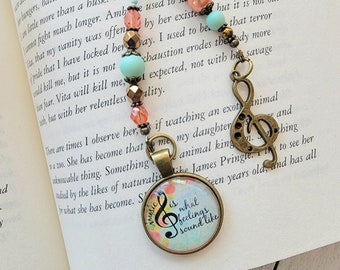 Handcrafted Bookmark with Inspiring Music Quote Pendant and Charming Music Note Charm