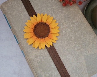 Sunflower Book Band, Elastic Bookmark Planner Band, Sunflower Book Thong, , Teacher Gift,