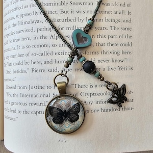 Black Butterfly Bookmark, Nature Reader Gift, Gothic Butterfly Bookmarker