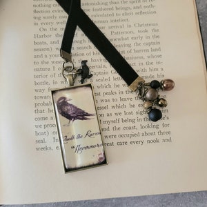 Raven Bookmark, Black Velvet Book Thong, Bookmarker, Teacher Gift