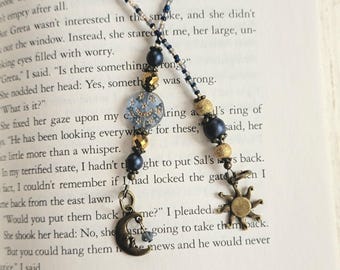 Boho Moon and Stars Bookmark, Celestial Bookmarker, Reader Gift