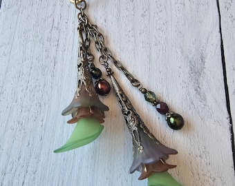 Bag or Purse Charm With Vintage Style Flowers and Bead Charms