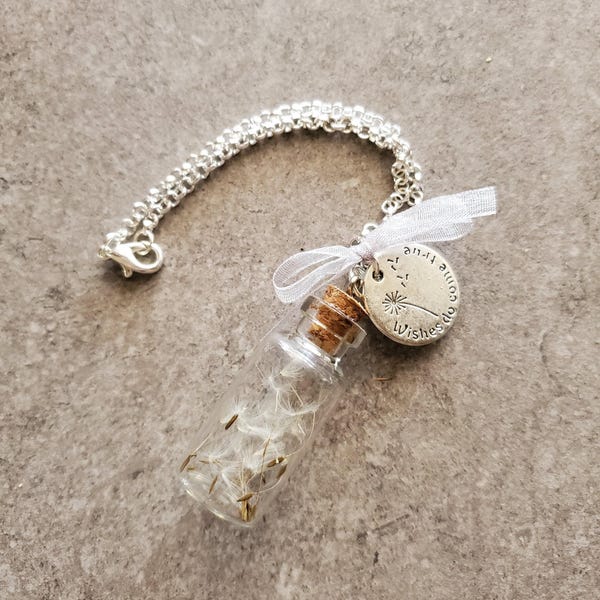 Dandelion Wish Rear View Mirror Charm, Bottle of Wishes, Dandelion Mirror Charm, First Car Accessories, Dandelion Seed Bottle, Grad Gift