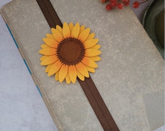 Sunflower Book Band, Elastic Bookmark Planner Band, Sunflower Book Thong, , Teacher Gift,