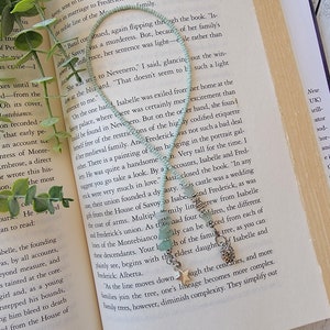 Minimal Style Beaded Bookmark with Aventurine Stone Star Bead and Silver Plated Owl Bead