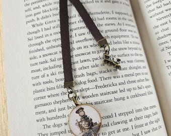 Train Bookmark, Vintage Style Leather Bookmarker, Men's Reader Gift, Father's Day