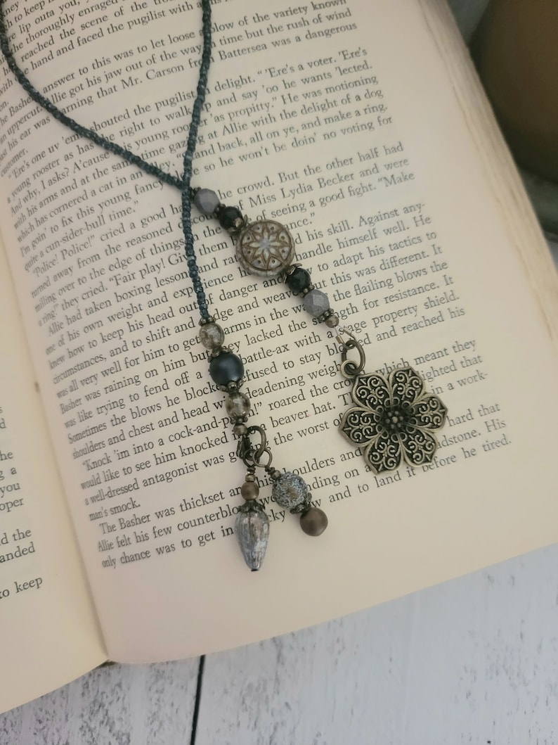 Boho Beaded Bookmark, Bohemian Style Book Marker, Reader Gift image 1