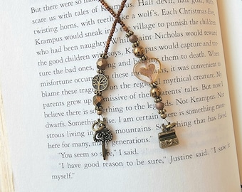 Key and Treasure Chest Bookmark, Featuring a Czech Heart Bead