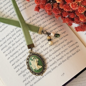 Fairy Cameo Bookmark, Velvet Ribbon Bookmarker, Book Lover Gift