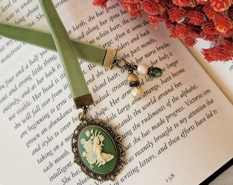 Fairy Cameo Bookmark, Velvet Ribbon Bookmarker, Book Lover Gift