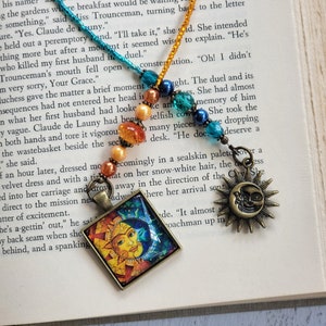 Ombre Sunset Bookmark, Unique Sun and Moon Bookmarker, Celestial Reader Gift