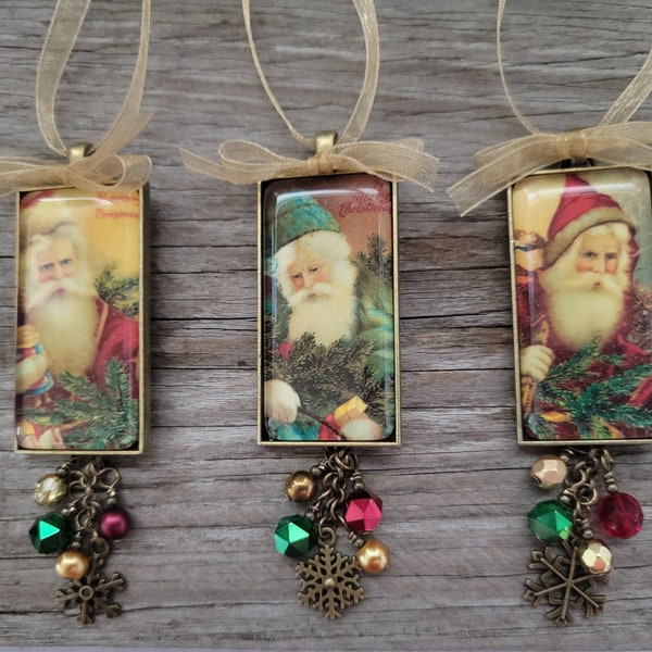 Holiday Ornaments, Your Choice of Vintage Style Santa Ornaments, Father Christmas Decor, Christmas Decorations, Christmas Gifts