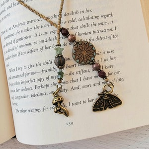 Nature-Inspired Luna Moth Beaded Bookmark with Charming Mushroom Accent