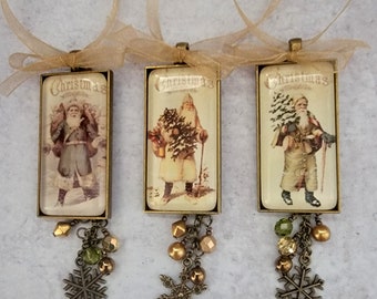 Holiday Ornaments, Vintage Style Santa Ornaments, Father Christmas Decor, Christmas Decorations, Christmas Gifts