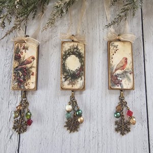Handmade Yule Ornaments, Winter Birds and Wreath