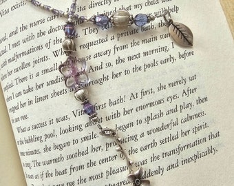 Flower Bookmark, Perfect Reader Gift, Lavender and Silver, Unique Bookworm Nature Gift