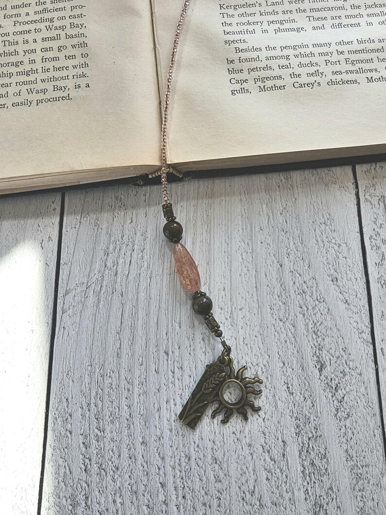 Goddess Circe Themed Beaded Bookmark, Tiger Eye and Sunstone Bookmarker image 4