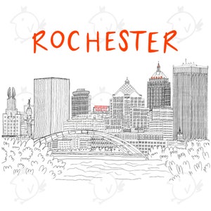 Rochester NY Skyline Print - 11x14