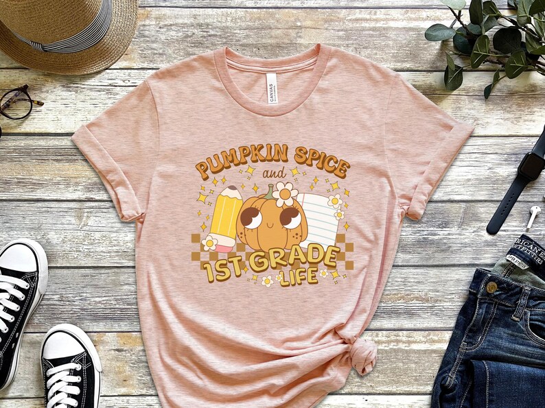 First Grade Fall Pumpkin Teacher Shirt, 1st Grade Team Shirt, Pumpkin Spice and First Grade Life, Groovy Teacher Shirt, Retro Teacher Tee, bild 10