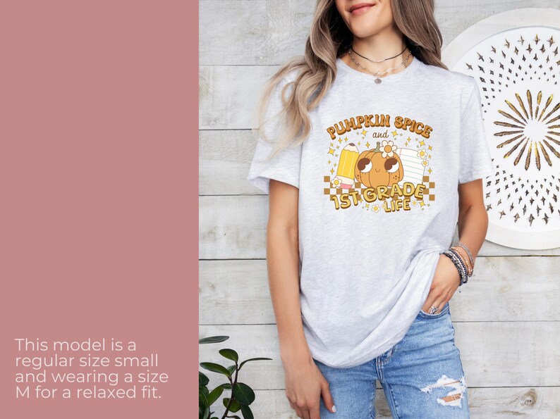 First Grade Fall Pumpkin Teacher Shirt, 1st Grade Team Shirt, Pumpkin Spice and First Grade Life, Groovy Teacher Shirt, Retro Teacher Tee, bild 2