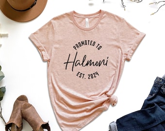 Promoted to Halmoni Shirt, 할머니, Personalized Halmoni birthday gift, Custom Halmoni pregnancy announcement Tee, Korean Mother In Law Gift