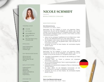 Lebenslauf Vorlage Word, Bewerbungsvorlage Deutsch für Word, Professionelle Bewerbung, Modern Curriculum Vitae in Deutsch, CV Vorlage