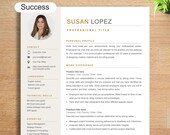 Resume Template Word, Modern CV, Elegant Resume Template with Photo