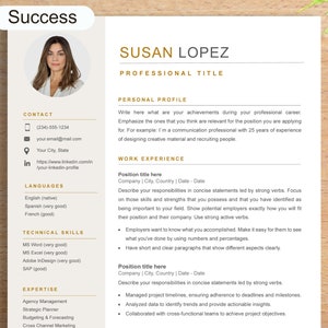 Resume Template Word, Modern CV, Elegant Resume Template with Photo