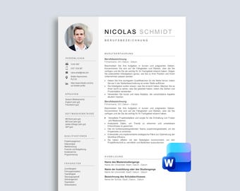 Lebenslauf Vorlage Word, Bewerbungsvorlage Deutsch Word, Professionelle Bewerbung, Modern Curriculum Vitae in Deutsch, CV Vorlage