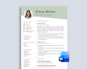 Lebenslauf Vorlage Word, Bewerbungsvorlage Deutsch für Word, Professionelle Bewerbung, Modern Curriculum Vitae in Deutsch, CV Vorlage
