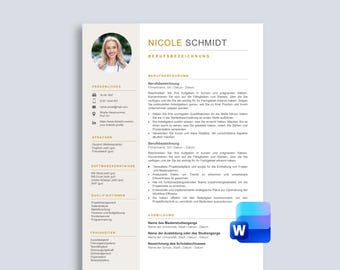 Lebenslauf Vorlage Deutsch für Word, Bewerbungsvorlage MS Word, Professioneller Lebenslauf