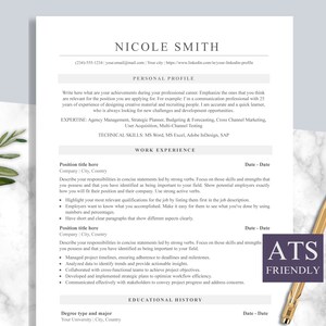 Resume Template for Word and Google Docs, ATS Friendly Resume Template, Professional Executive Resume Template